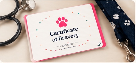 Certificate of Bravery beside a veterinary stethoscope